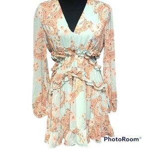 Liberty Paisley mini Dress Chiffon Ruffled Pastel lover size M